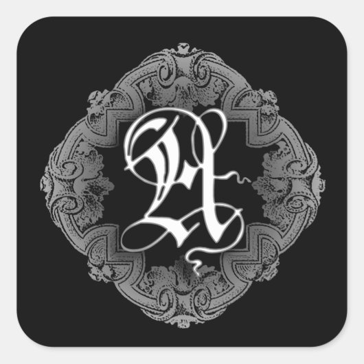 Elegant Goth Initial A Sticker (Vorderseite)