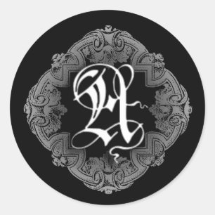Elegant Goth Initial A Sticker