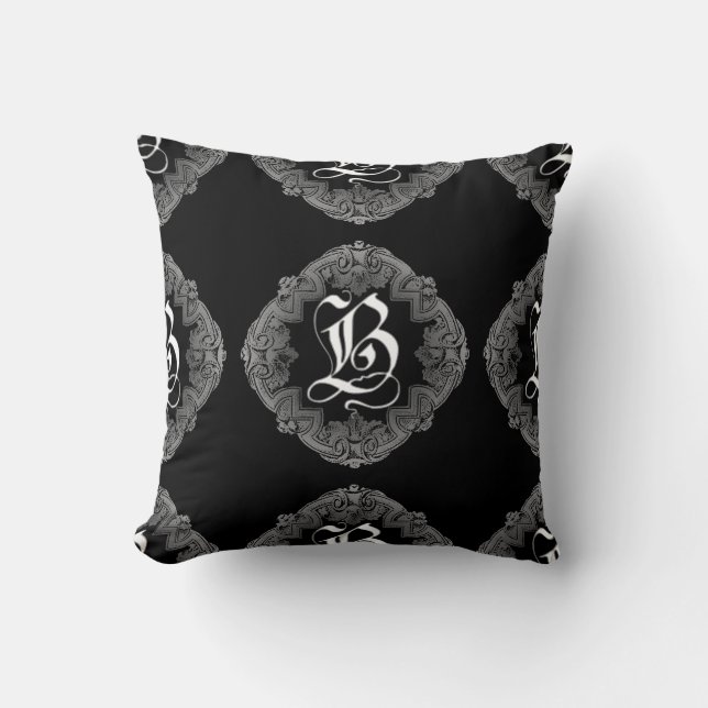 Elegant Goth Initial B Throw Kissen (Vorderseite)