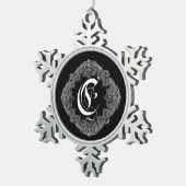 Elegant Goth Initial C Snowflake Schneeflocken Zinn-Ornament (Rechts)