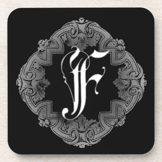 Elegant Goth Initial F Getränkeuntersetzer (Vorderseite)