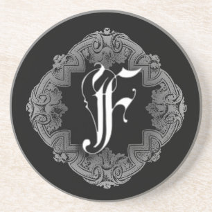 Elegant Goth Initial F Sandstein Untersetzer