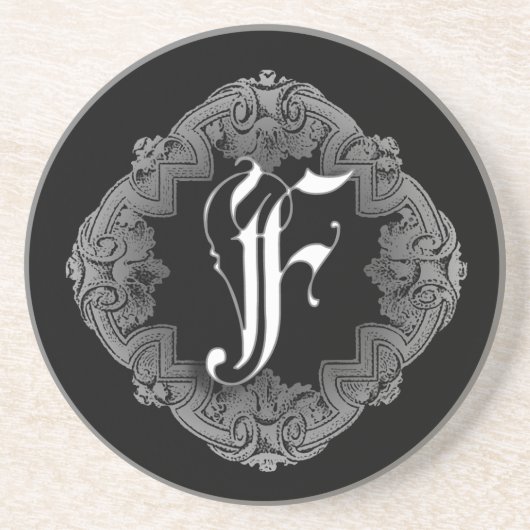 Elegant Goth Initial F Sandstein Untersetzer (Vorne)