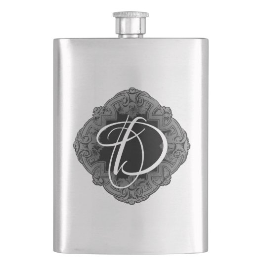 Elegant Goth Initial Flachmann (Vorderseite)