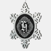 Elegant Goth Initial H Snowflake Schneeflocken Zinn-Ornament (Rechts)