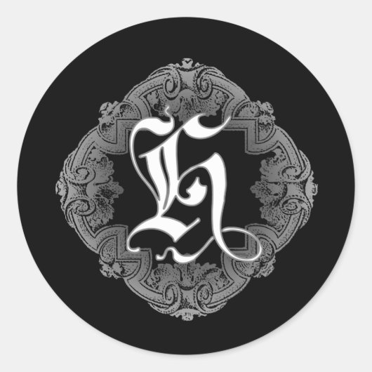 Elegant Goth Initial H Sticker (Vorderseite)