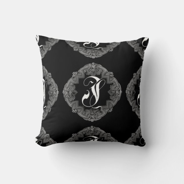Elegant Goth Initial J Kissen (Vorderseite)