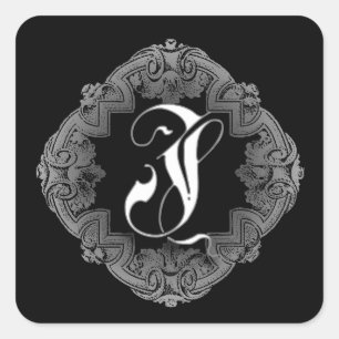 Elegant Goth Initial J Quadratischer Aufkleber