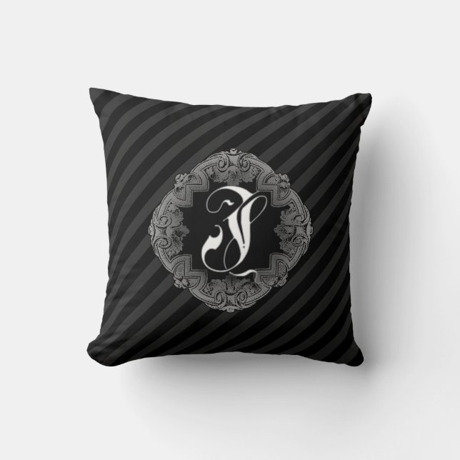 Elegant Goth Initial J Throw Kissen (Vorderseite)