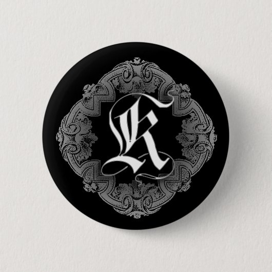 Elegant Goth Initial K Button (Vorderseite)