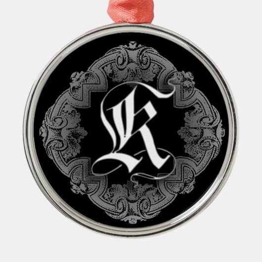 Elegant Goth Initial K Ornament Aus Metall (Vorne)