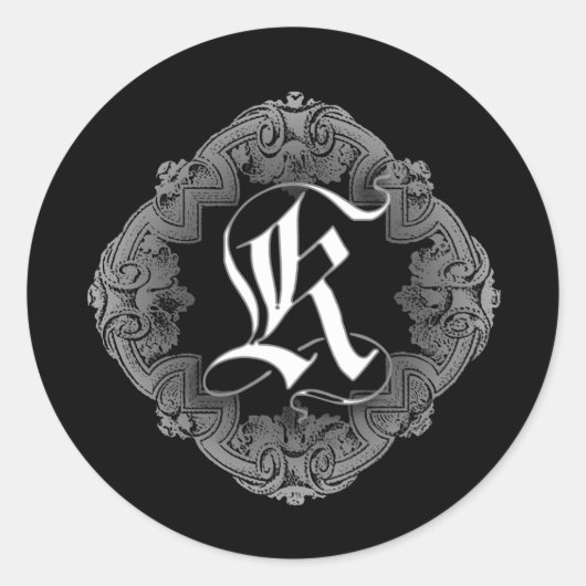 Elegant Goth Initial K Sticker (Vorderseite)