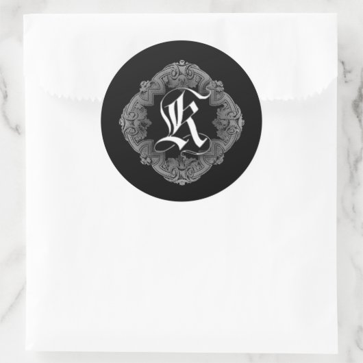 Elegant Goth Initial K Sticker (Tasche)