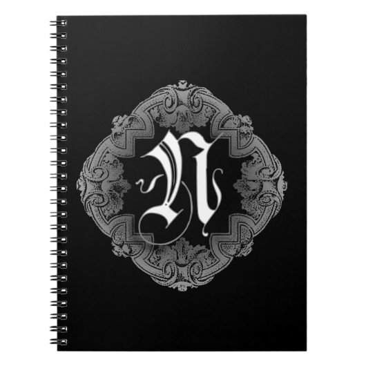Elegant Goth Initial N Notebook Notizblock (Vorderseite)