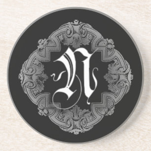 Elegant Goth Initial N Sandstein Untersetzer