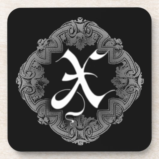 Elegant Goth Initial N Untersetzer (Vorderseite)