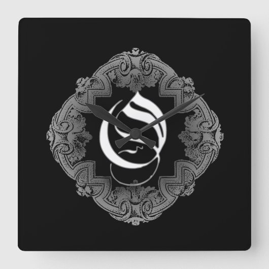 Elegant Goth Initial O Quadratische Wanduhr (Vorderseite)