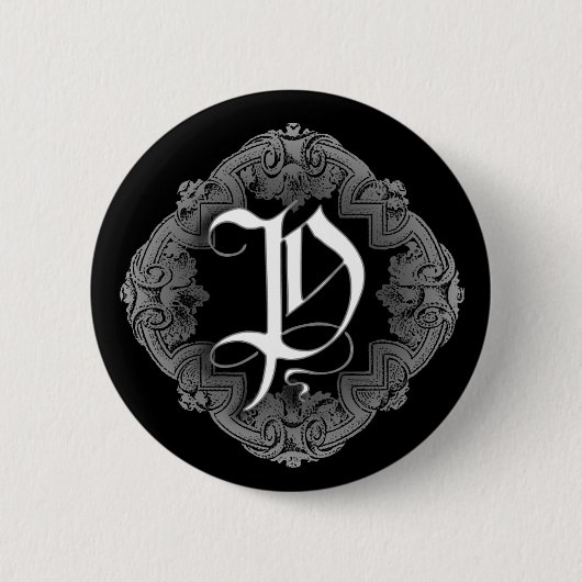 Elegant Goth Initial P Button (Vorderseite)