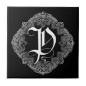 Elegant Goth Initial P Fliese (Vorderseite)