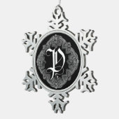 Elegant Goth Initial P Snowflake Schneeflocken Zinn-Ornament (Rechts)