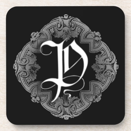 Elegant Goth Initial P Untersetzer (Vorderseite)