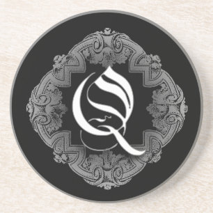 Elegant Goth Initial Q Sandstein Untersetzer