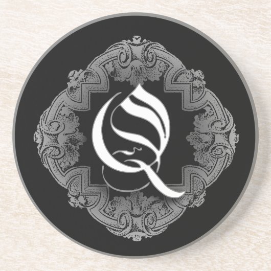 Elegant Goth Initial Q Sandstein Untersetzer (Vorne)