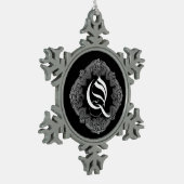 Elegant Goth Initial Q Snowflake Ornament (Links)