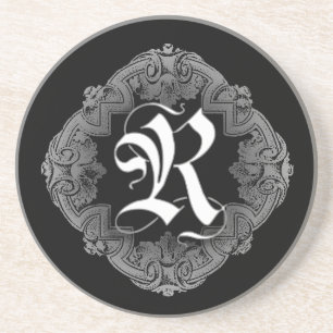 Elegant Goth Initial R Sandstein Untersetzer