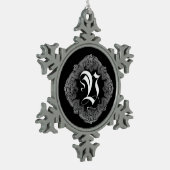 Elegant Goth Initial / Snowflake Schneeflocken Zinn-Ornament (Links)