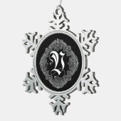 Elegant Goth Initial / Snowflake Schneeflocken Zinn-Ornament (Rechts)