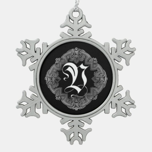 Elegant Goth Initial / Snowflake Schneeflocken Zinn-Ornament (Vorderseite)