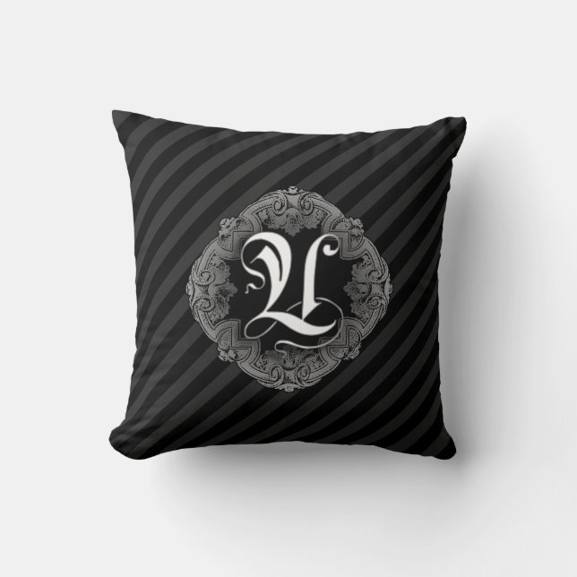 Elegant Goth Initial U Throw Kissen (Vorderseite)