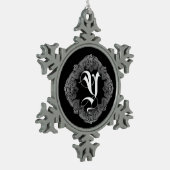 Elegant Goth Initial Y Snowflake Schneeflocken Zinn-Ornament (Links)