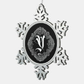 Elegant Goth Initial Y Snowflake Schneeflocken Zinn-Ornament (Rechts)
