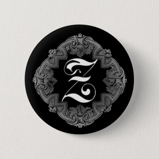 Elegant Goth Initial Z Button (Vorderseite)