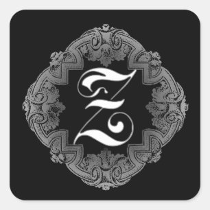 Elegant Goth Initial Z Quadratischer Aufkleber