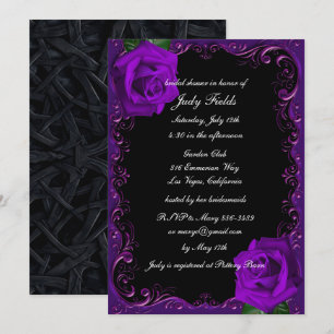 Elegant Goth Lila Rose Brautparty Einladung