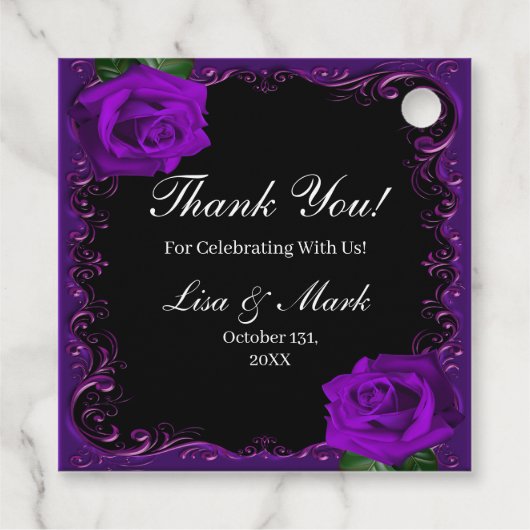 Elegant Goth Lila Rose Geschenkanhänger (Rückseite)