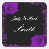 Elegant Goth Lila Rose Hochzeit Siegel Quadratischer Aufkleber (Vorderseite)