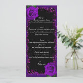 Elegant Goth Lila Rose Hochzeitsmenü Menükarte (Stehend Vorderseite)