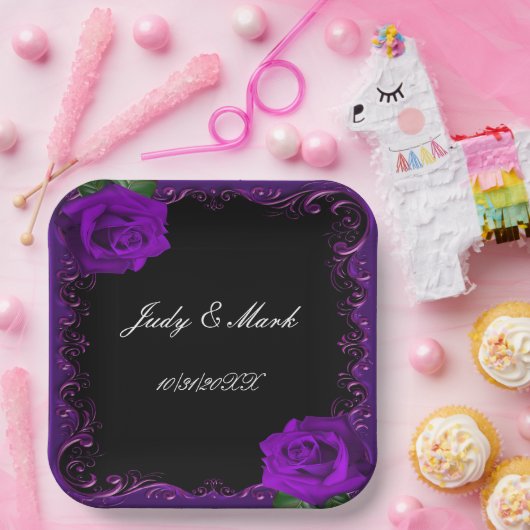 Elegant Goth Lila Rose Pappteller (Party)