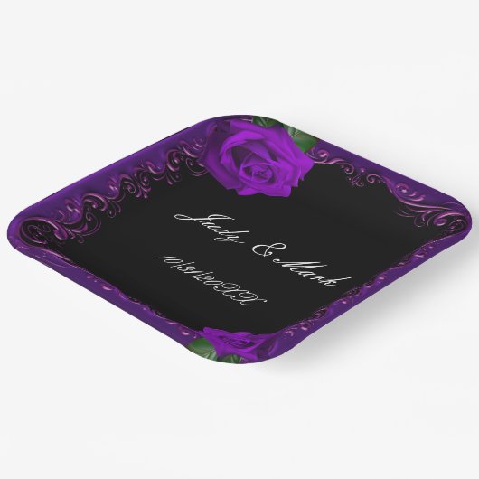 Elegant Goth Lila Rose Pappteller (Gewinkelt)