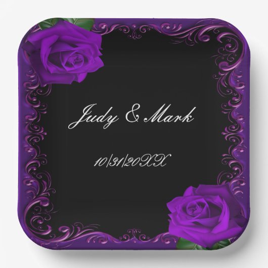 Elegant Goth Lila Rose Pappteller (Vorderseite)