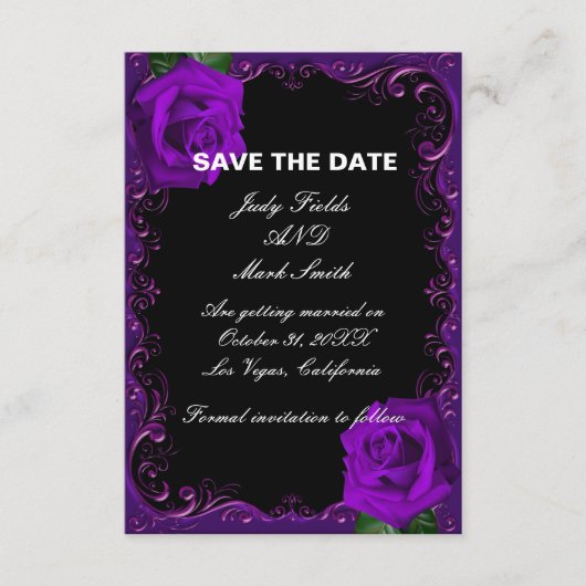 Elegant Goth Lila Rose Save the Date Begleitkarte (Vorderseite)