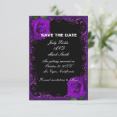 Elegant Goth Lila Rose Save the Date Begleitkarte (Stehend Vorderseite)
