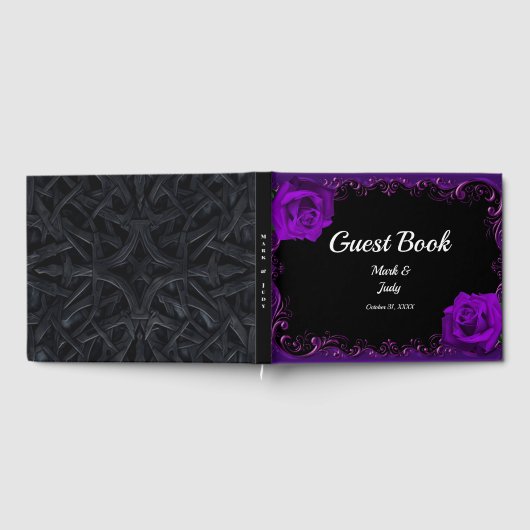 Elegant Goth Lila Rose Wedding Gästebuch (Voll)