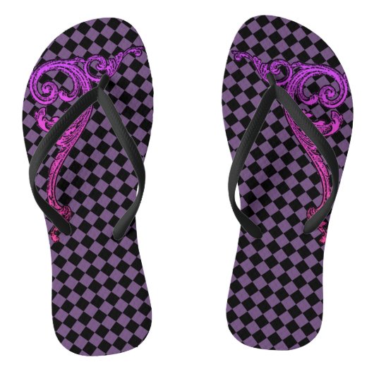 Elegant Goth Lila Swirl Design Dreh Drehe Badesandalen (Fußbett)
