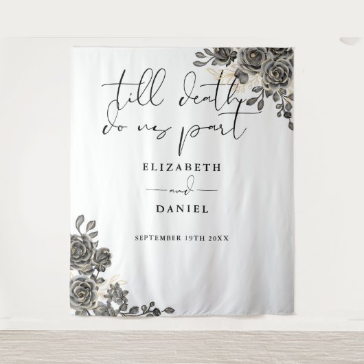 Elegant Goth Rose Floral Wedding Foto Prop Wandteppich (Vorderseite)