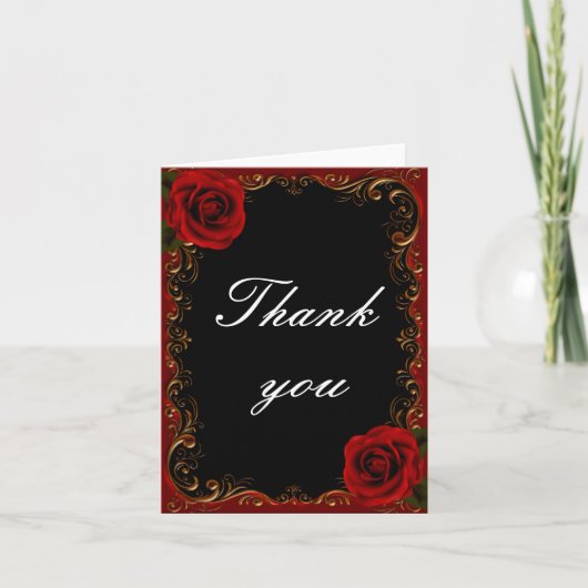 Elegant Goth Rote Rosen Dankeschön Card Dankeskarte (Vorderseite)